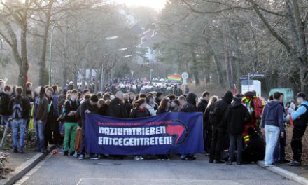 Proteste gegen Nazi-Fackelmahnwache  in Pforzheim